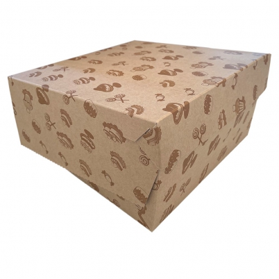 Dortová krabice KRAFT s motivem 22 x 22 x 9 cm, 50 ks