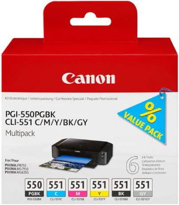 Canon cartridge PGI-550/CLI-551 PGBK/C/M/Y/BK/GY Multi Pack