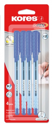 Kuličkové pero Kores K2 Pen modrá 4 ks