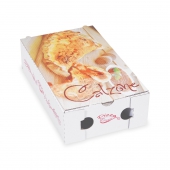 Krabice na pizzu Calzone bílá s potiskem 17 x 28 x 7,5 cm, 100 ks