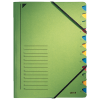 Třídicí desky s gumičkou Leitz, kartonové, 12 přihrádek - zelené