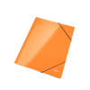 Desky na spisy Leitz WOW, 3chl. + gumička - metalická oranžová
