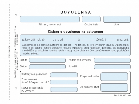 Dovolenky Optys (100 listů), č.1146