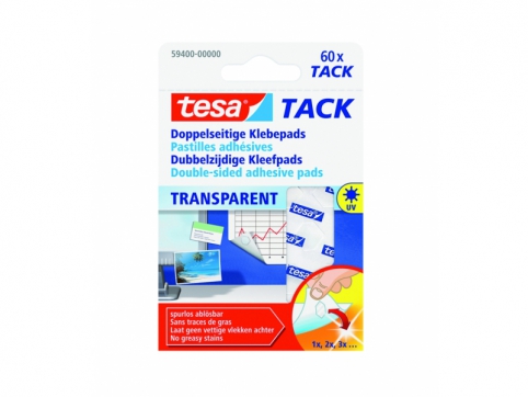 tesa TACK - samolepicí čverečky transparentní - 60ks, transparen - TESA