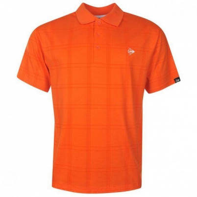 Polokošile Dunlop Checked Polo pánská oranžová - XL