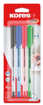 Kuličkové pero Kores K1 Pen F-0,7mm - sada 4 barev