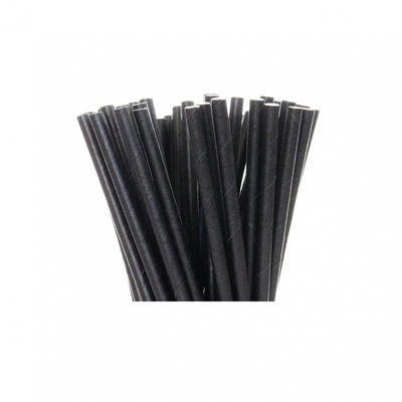 Slámky papírové černé JUMBO 23 cm, Ø 8 mm, 250 ks