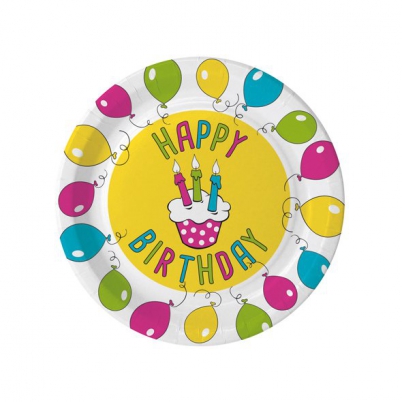 Papírový talíř HAPPY BIRTHDAY, 10 ks