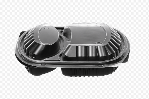 Menu miska PP 2dílná černá s transparentním víčkem 1050 ml, 50 ks