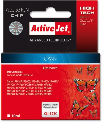 ActiveJet Ink cartridge Canon CLI-521C (WITH CHIP)     ACC-521C