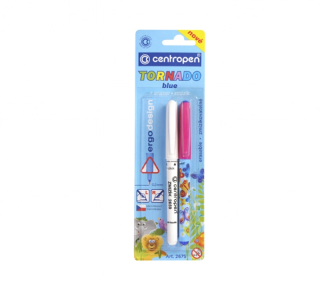 Popisovač CENTROPEN Tornádo + zmizík 2675/2 BLUE