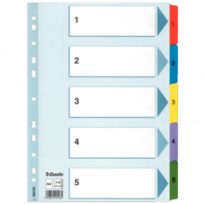 Rejstříky zesílené ESSELTE „MYLAR“ A4 1-5, 20 sad