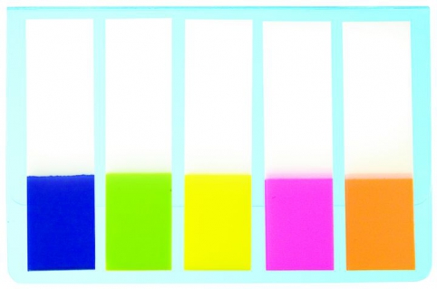 Indexační záložky PET fólie 45 x 12 mm, 5 x 20 lístků