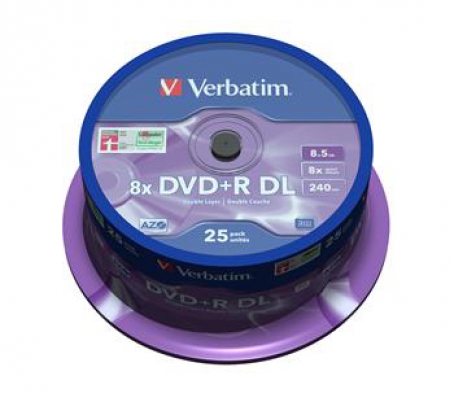VERBATIM DVD+R 8,5 GB 8x DoubleLayer MATT SILVER spindl 25pck/BALL