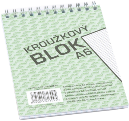 Blok kroužkový horní A6 čtvereček BOBO