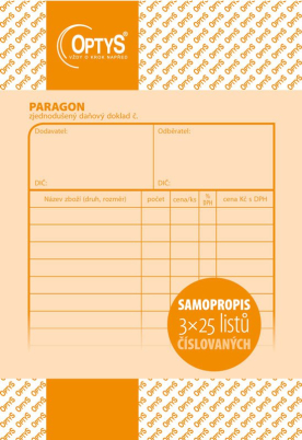 Paragon A6, číslovaný, samopropisovací, 3 x 25 lis