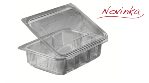 Vanička hranatá průhledná s víčkem 1000 ml (PET), 50 ks