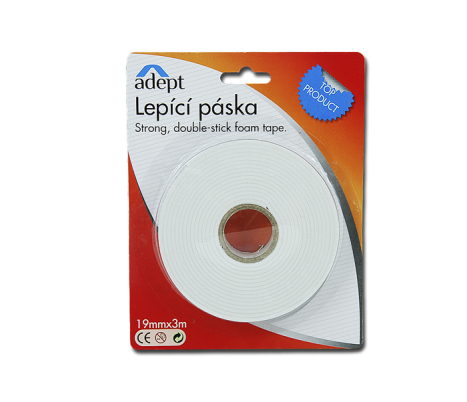 Lepící páska 19mm  x 3m oboustranná montážní ADEPT Lepící páska 19mm  x 3m oboustranná montážní ADEPT